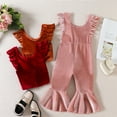 thumbnail image 6 of Douhoow Autumn Toddler Girl Velvet Jumpsuit Kids Ruffle Suspender Flared Long Pants, 6 of 9