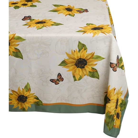 Nappe Tournesol Rectangulaire 60 x 84, Nappe Vintage à Motif Floral Housse de Table, Nappes Lavables Tournesols et Papillons pour Fêtes, Table de Cuisine et Salle à Manger, Nappe en Tissu Polyester à Motif Floral
