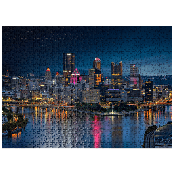 MyPuzzle - Pittsburgh Skyline At Night - Premium 500 Piece Jigsaw Puzzle for Adults