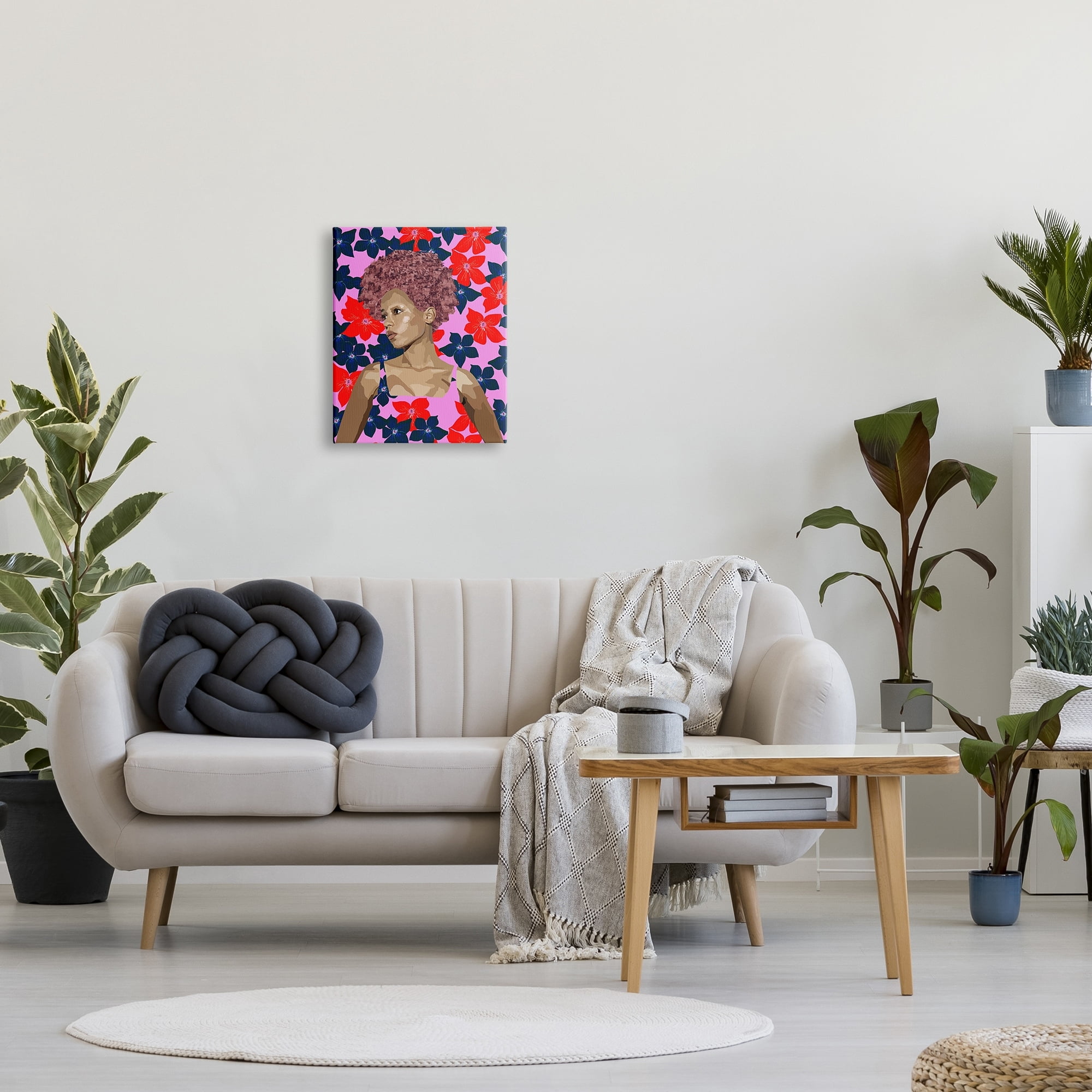 Stupell Industries Modern Vivid Flower Pattern Woman Botanical & Floral Painting Gallery Wrapped Canvas Print Wall Art