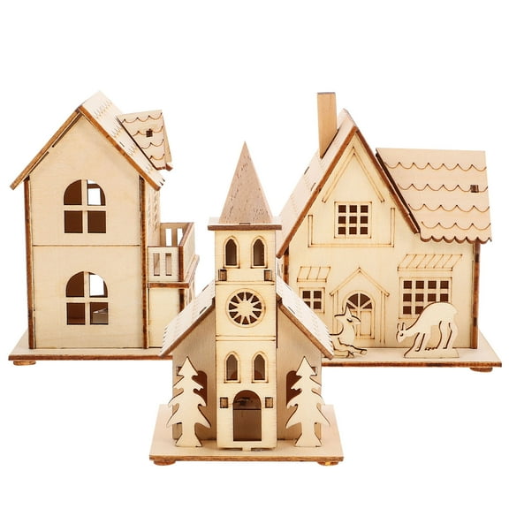 KAKOWELY 3Pcs Small Houses For Decoration Synthetic Material Christmas Decor House Shaped Holiday Decor 14.0x9.5x8.0cm