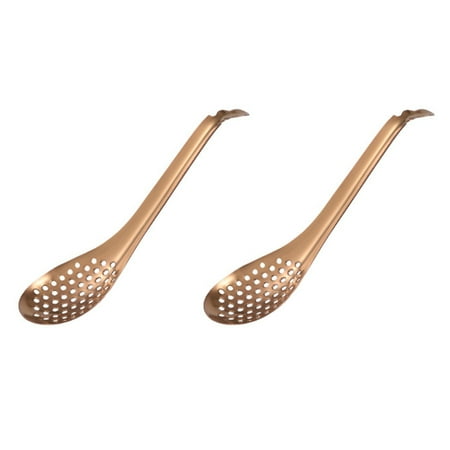 

2pcs Stainless Steel Caviar Spoons Strainers Household Wonton Spoons Kitchen Gadgets