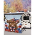 thumbnail image 5 of 4th of July RV Awning Sun Shade Screen 9'X7' Poppy Flower Yak Mesh Sunscreen Red White Blue Awning Shade Screen with Zipper UV Blocker Completed Kits Outdoor Canopy for RV Motorhome Camper Travel, 5 of 7