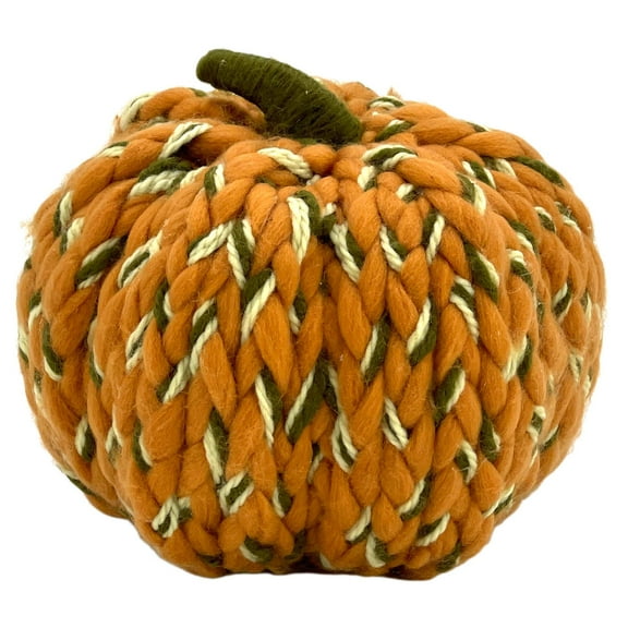 9" Fluffy Woven Yarn Pumpkin Thanksgiving Fall Harvest Decor
