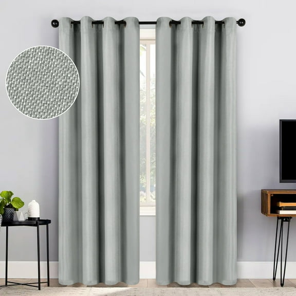 Superior Jaxon Blackout Curtains, Grommet Header, Set of 2, 52" x 84", Chrome