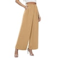 thumbnail image 3 of Uvplove Women's Pocket Wide Leg Trousers Lightweight Pants High Waist Button Loose Trouser Work Casual Business Pants, 3 of 15