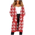 thumbnail image 1 of Women's Plus Size Long Sleeve Open Front Cardigans Soft Knit Ugly Christmas Sweater, 1 of 6