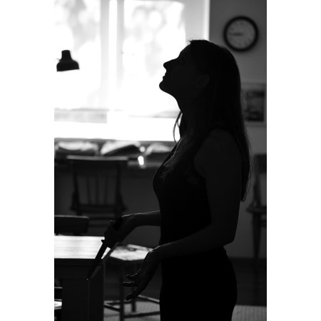 Young Lady Photo Canvas Print Girl Young Photo Standing Woman Dark Silhouette Stretched Canvas 10 x 14 ()
