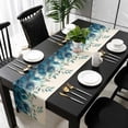 thumbnail image 3 of Teal Turquoise Table Runner 72 Inches Long, Peacock Feathers Aesthetics Eucalyptus Kitchen Coffee Dining Table Decoration for Home Party Birthday Wedding Home Decor 18x72 Inches, 3 of 8