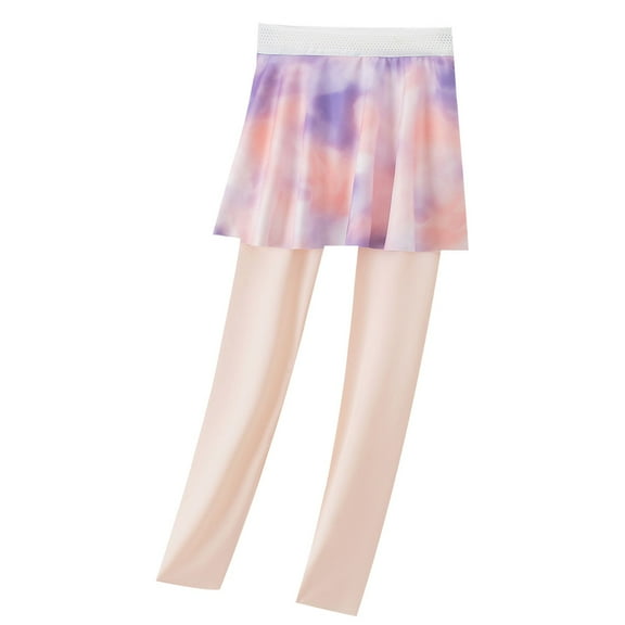 Girls Tennis Skirt with Leggings Kids Tie Dye Stretch High Waist Athletic Skort Yoga Golf Clothes with Pockets