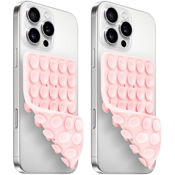 (2 Pack) Silicone Suction Cup Phone Case Mount Double Sided, Sticky Phone Grip with Higher Suction Power for Cell Phone, Hands-Free Phone Accessories for Selfies and Videos, Pink
