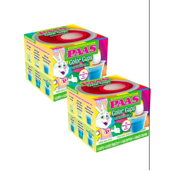 PAAS Easter Egg Decorating and Dye Kits , Two Color Cups, 2 Kits