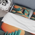 thumbnail image 4 of Designart "Retro Graphic Compositions II" Modern Geometric Bedding Covert Set - Abstract Geometric Blue Abstract Bed Set With 2 Shams, 4 of 6