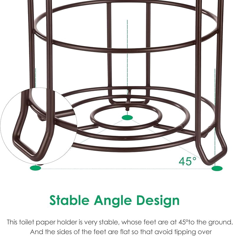 Toilet Paper Holder Toilet Paper Stand and Dispenser for 4 Mega Rolls Metal Wire Free-Standing Toilet Tissue Paper Roll Storage Shelf Bathroom Accessories Storage Organizer Bronze