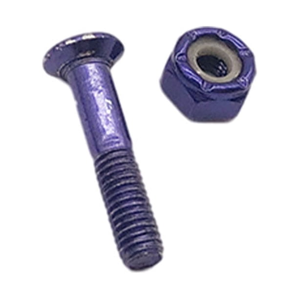 Yuarrent Tornillo para monopatín, tornillos de montaje de puente Longboard de acero inoxidable, pernos, tuercas, piezas de repuesto para niños y adultos patinar Púrpura Yuarrent OD022035-04