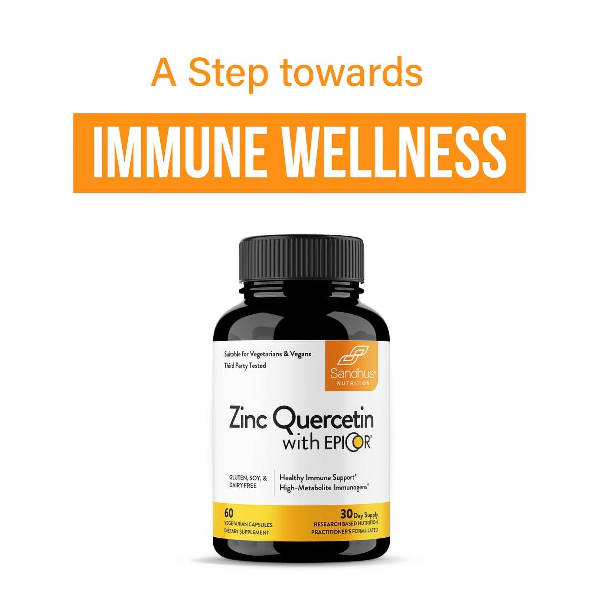 SANDHU'S Zinc with 200mg Quercetin, 500mg EpiCor® (Fermentate) - Year-Round Immune Support Wellness, 30 Servs