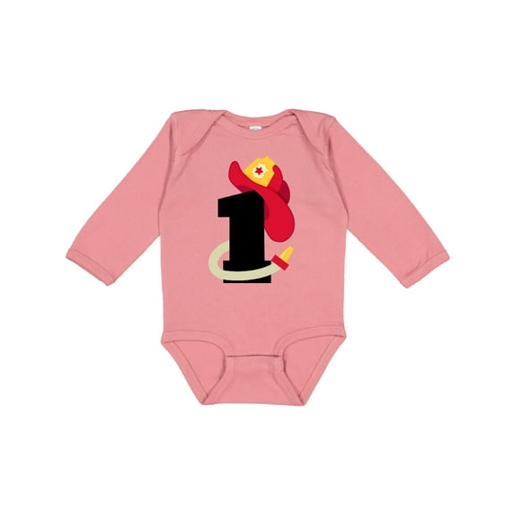Inktastic Fireman 1st Birthday Boys or Girls Long Sleeve Baby Bodysuit