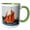 Green/White, variant on 3drose, Beautiful Aurora Schooner Sailing Past Castle Hill Lighthouse, 15oz Mug
