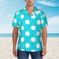 thumbnail image 2 of Fuzoiu Aqua And White Polka Dot Print Hawaiian Shirt for Men, Summer Beach Casual Short Sleeve Button Down Shirts, Men’s Beach Summer Shirts with Pocket,X-Large, 2 of 7
