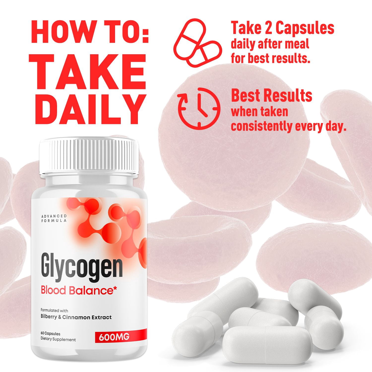 Glycogen Blood Balance Complex Capsules Natural Support Formula 120 Capsules