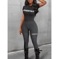 thumbnail image 2 of LovelyWholesale Short Sleeve Round Neck Essentials Round Neck Letter Print Women's Pants Set, 2 of 3