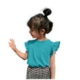 thumbnail image 1 of Nwiuh T-Shirts pour Filles à Double Couche à Volants Manches Courtes Enfants Été Col Rond Tunique Tee 1-8 Ans (Vert, 7-8 Ans), 1 of 4