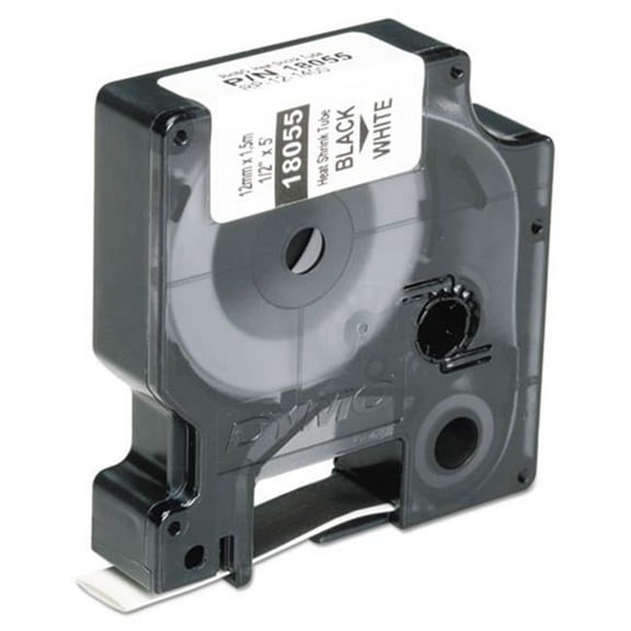 NSN 0.5 in. x 5 ft. Dymo & Skilcraft Heat Shrink Label Cassette  Black & White