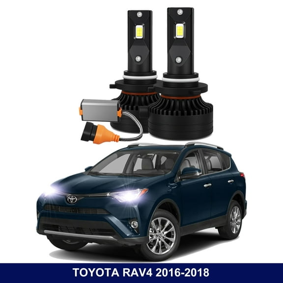 2pcs LED Headlight Lights Fits For TOYOTA RAV4 2016-2018 9012/HIR2 High Low Dual Beam 6500K White Headlamp LED Bulbs