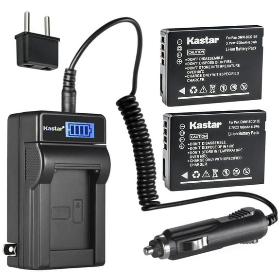 Kastar 2-Pack DMW-BCG10 Battery and LCD AC Charger Compatible with Panasonic Lumix DMC-TZ35, Lumix DMC-TZ65, Lumix DMC-ZR1, Lumix DMC-ZR3, Lumix DMC-ZS1, Lumix DMC-ZS3, Lumix DMC-ZS5 Digital Camera