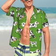 thumbnail image 5 of Picia Cows With Calfs Green Gentle Cotton Regular Fit Short Sleeve Casual Hawaiian Shirt for Men-3X-Large, 5 of 9