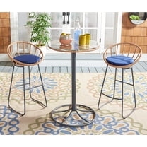 Safavieh  Outdoor Living Lersa Rattan 3-Piece Patio Lounger Set Natural/Navy