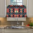 thumbnail image 2 of Yayeee Kitchen Curtains Tier Pair Light Filtering 27"x36" Rod Pocket Short Cafe Window Panel, Red Abstract, 2 of 7