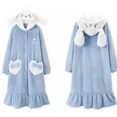 thumbnail image 4 of Lindo pijamas de lana Coral largo y grueso parejas bata de perro jengibre ropa de dormir azul ropa de invierno para el hogar mono de felpa suave, 4 of 5