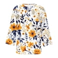 thumbnail image 4 of ALLLIST Trendy Tops for Women 2024 3/4 Sleeve V-Neck Yellow Floral Button Casual T-Shirts Blouse for Women, 4 of 4