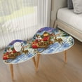 thumbnail image 3 of Set of 2 Triangle End Table Holiday Decor Christmas Gifts Santa Claus Sleigh Reindeer Set of 2 Side Tables End Tables, Nesting Tables for Living Room, 3 of 5