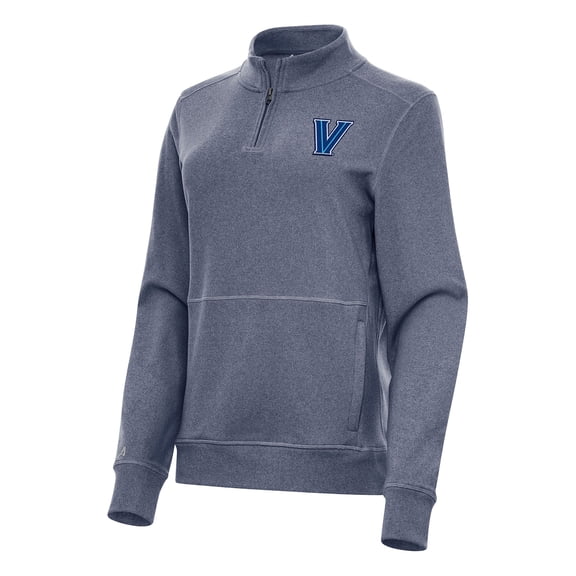Women's Antigua Heather Navy Villanova Wildcats Crush Quarter-Zip Fleece Sweatshirt