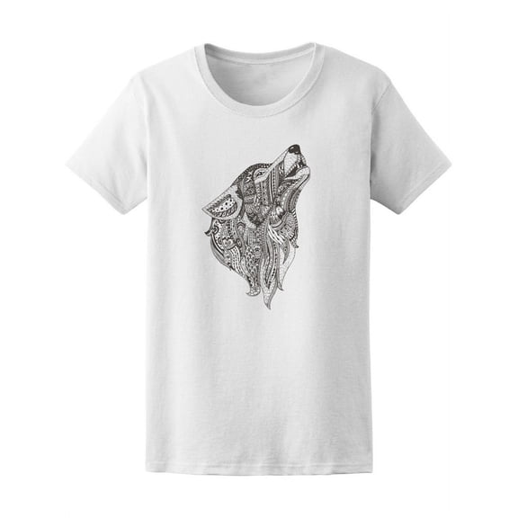 Wolf Side Ethnic Floral Zendala T-Shirt Women -Image by Shutterstock, Female Medium