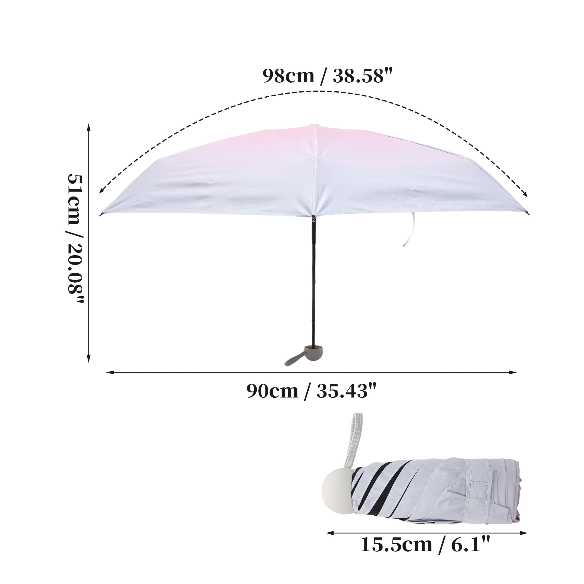 Unique Bargains Lightweight Mini Compact Windproof Folding Umbrella Light Pink [Circular Handle]