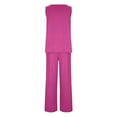 thumbnail image 5 of Tank Top Jumpsuit for Women Casual Flowy Ruffle Ribbed Jumper with Pocket Loose Straight Leg Long Pants Athletic Outfits, Hot Pink, XL, 5 of 7