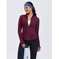 thumbnail image 3 of PINSPARK Woman Workout Athletic Jackets Comfy Running Gym Jackets with Thumb Holes Lightweight Soft Sports Tops with 2 Zip Pockets, 3 of 8