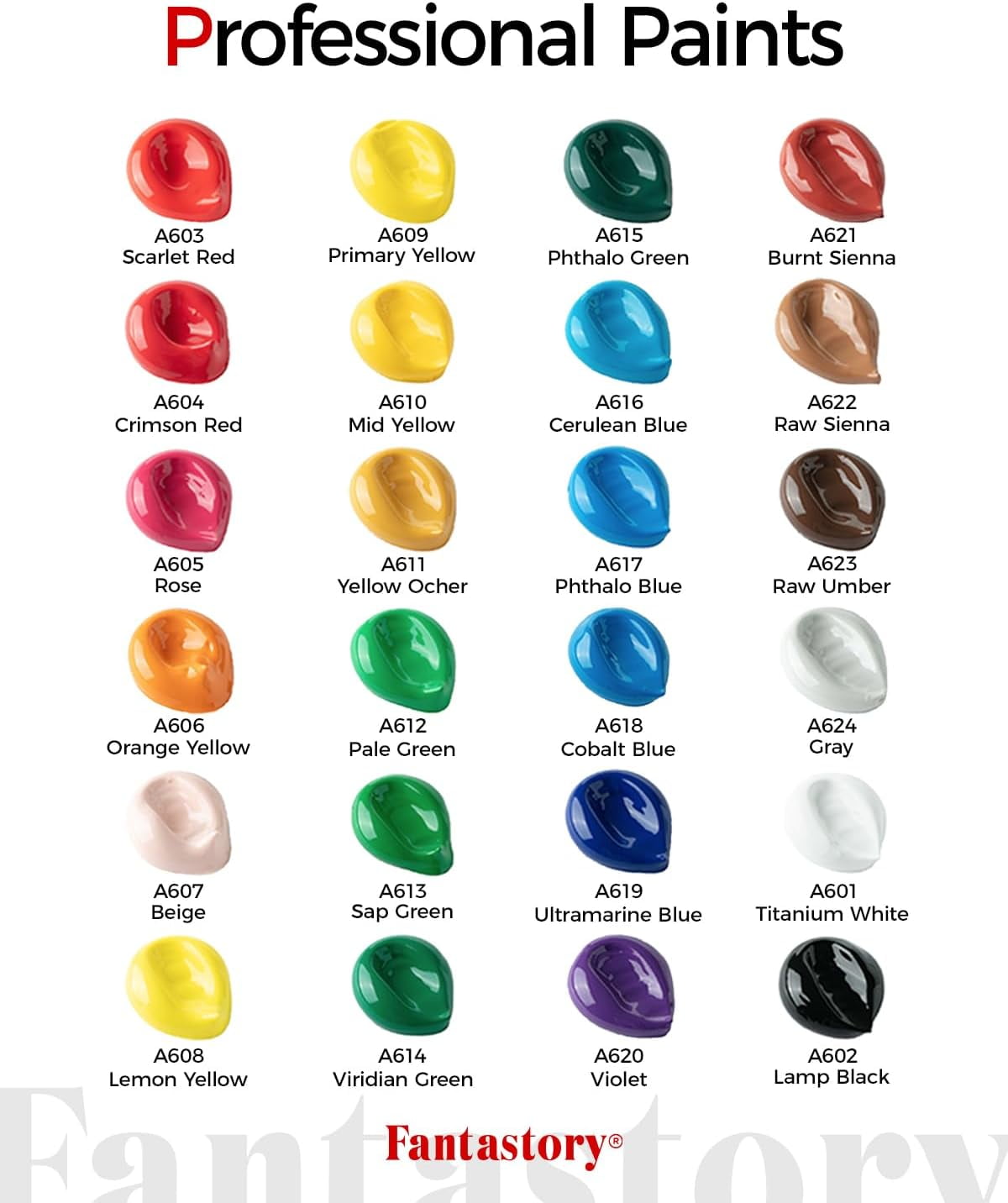 Acrylic Paint Set - 24 Classic Colors (2oz), Craft Paint Kit with 12 Brushes