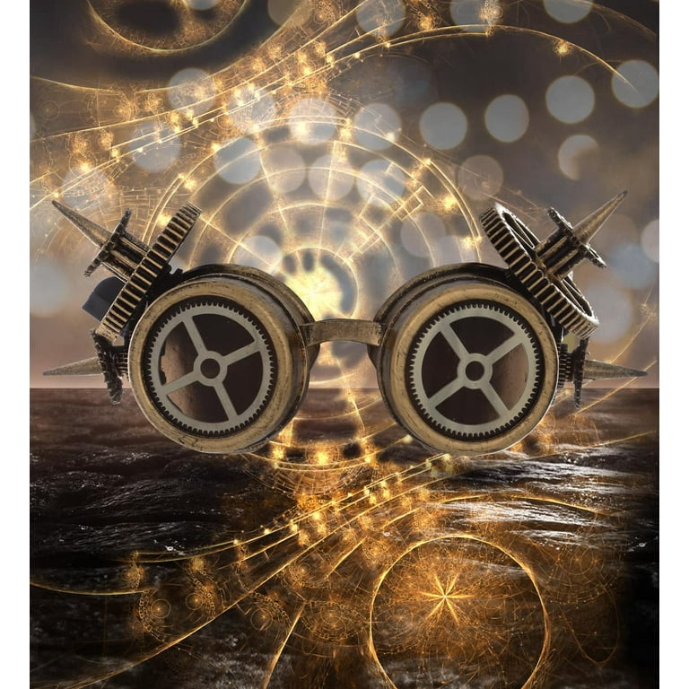 Steampunk Spikes Goggles With Dark Lens - Metallic Gold