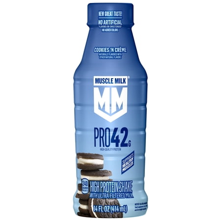 Muscle Milk Pro No Artificial Flavors, Sweeteners, or Added Colors Cookies 'n Creme High Protein Shake, 14 fl oz Bottle