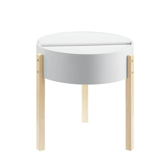 Acme Furniture End Table, White & Natural 83217