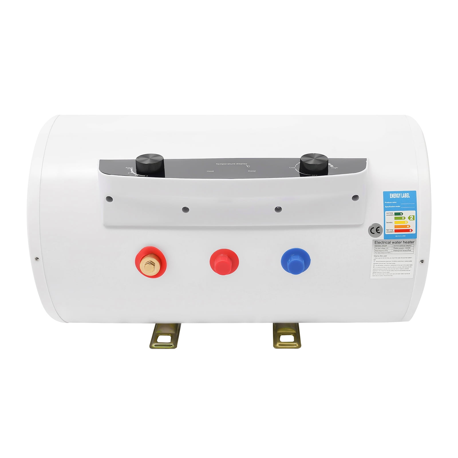 Electric Water Heater, 1500W, 9.25 Gallons Capacity, Stainless Steel Heating Tube, Durable Plastic and Enamel, Fast Heating, Easy Installation for Bath or Home Use