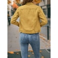 thumbnail image 4 of Jean Jackets for Women Basic Long Sleeve Button Down Denim Jacket Cropped Fashion Jean Jacket Earth Yellow M, 4 of 5