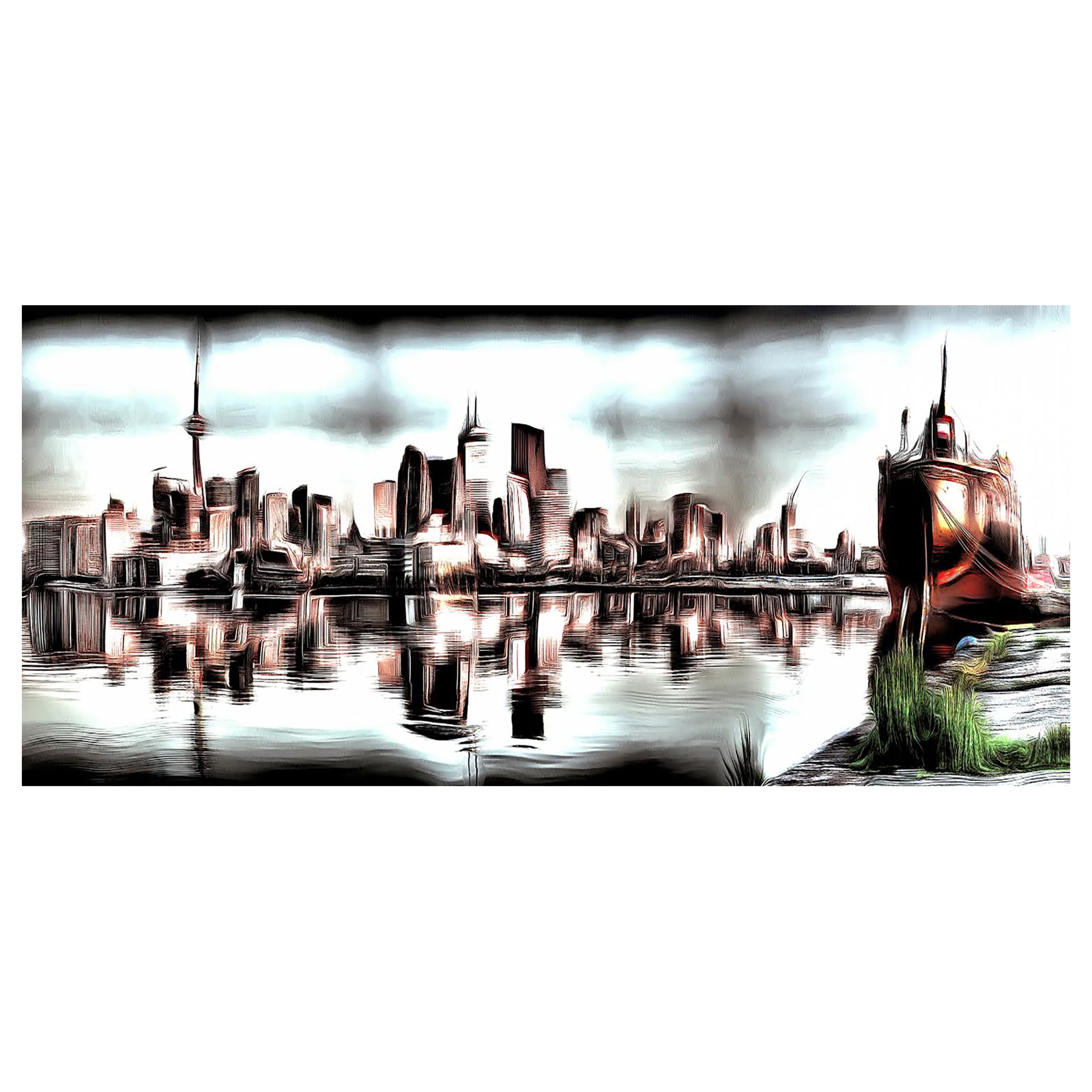 Design Art Abstract Toronto Cityscape, 32" x 16"