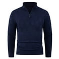 thumbnail image 4 of Dolkfu Mock Neck Sweater for Man Blue Quarter Zip Slim Fit Sweater Stretch Pullover Mens Stand Collar Knitwear XL, 4 of 5