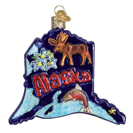 Old World Christmas State Of Alaska Outline Glass Ornament 36229 FREE BOX