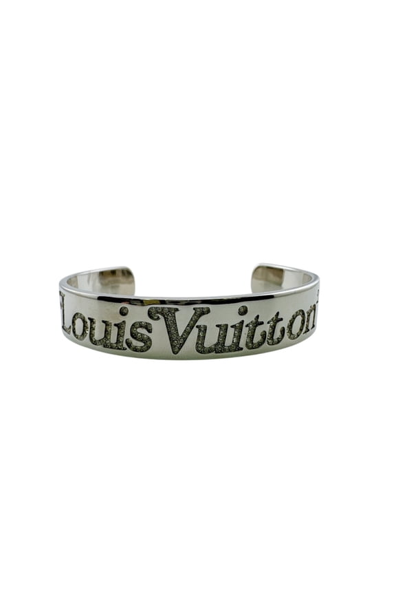 Pre-Owned LOUIS VUITTON MP2693 Bracelet Squared LV Strass Silver